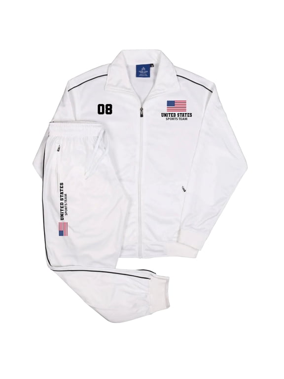 Men's Patriot Sports Style Full-Zip Jacket & Jogger Tracksuit Set