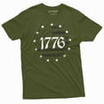 thumbnail image 1 of Men's Patriotic 1776 Independence day USA Flag T-shirt 4th of July US Birthday Shirt (3X-Large Military Green), 1 of 7