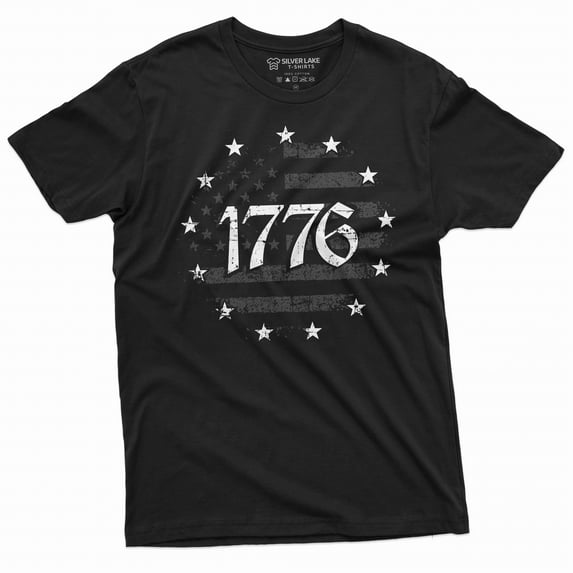 Men's Patriotic 1776 Independence day USA Flag T-shirt 4th of July US Birthday Shirt (4X-Large Black)