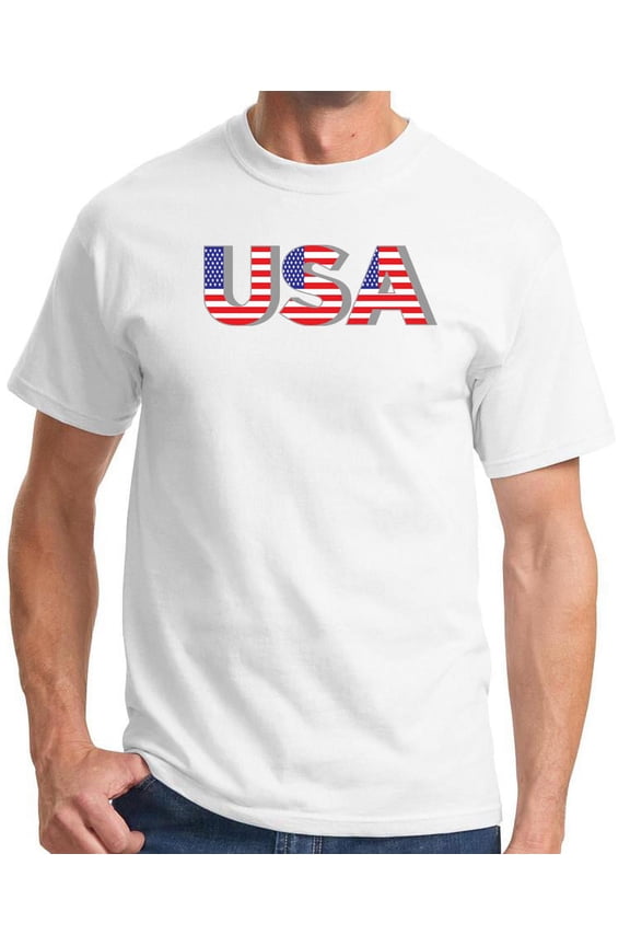 Men's Patriotic 3D USA Tee Shirt - White, 3XL