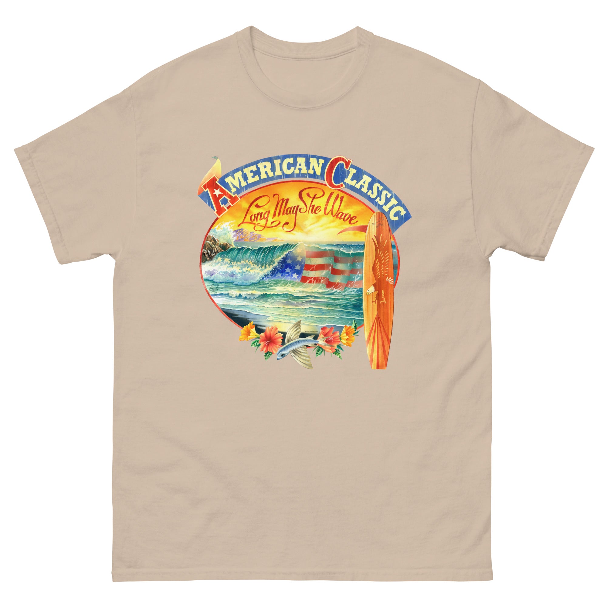 Men's Patriotic American Classic USA Surfing T-Shirt Front Print