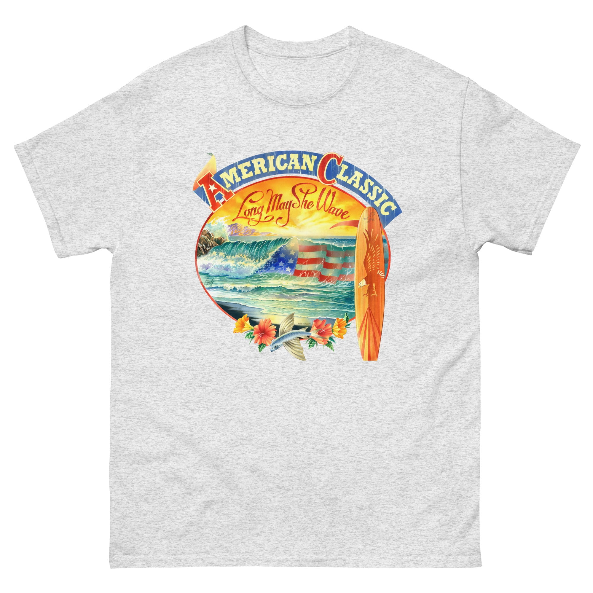Men's Patriotic American Classic USA Surfing T-Shirt Front Print