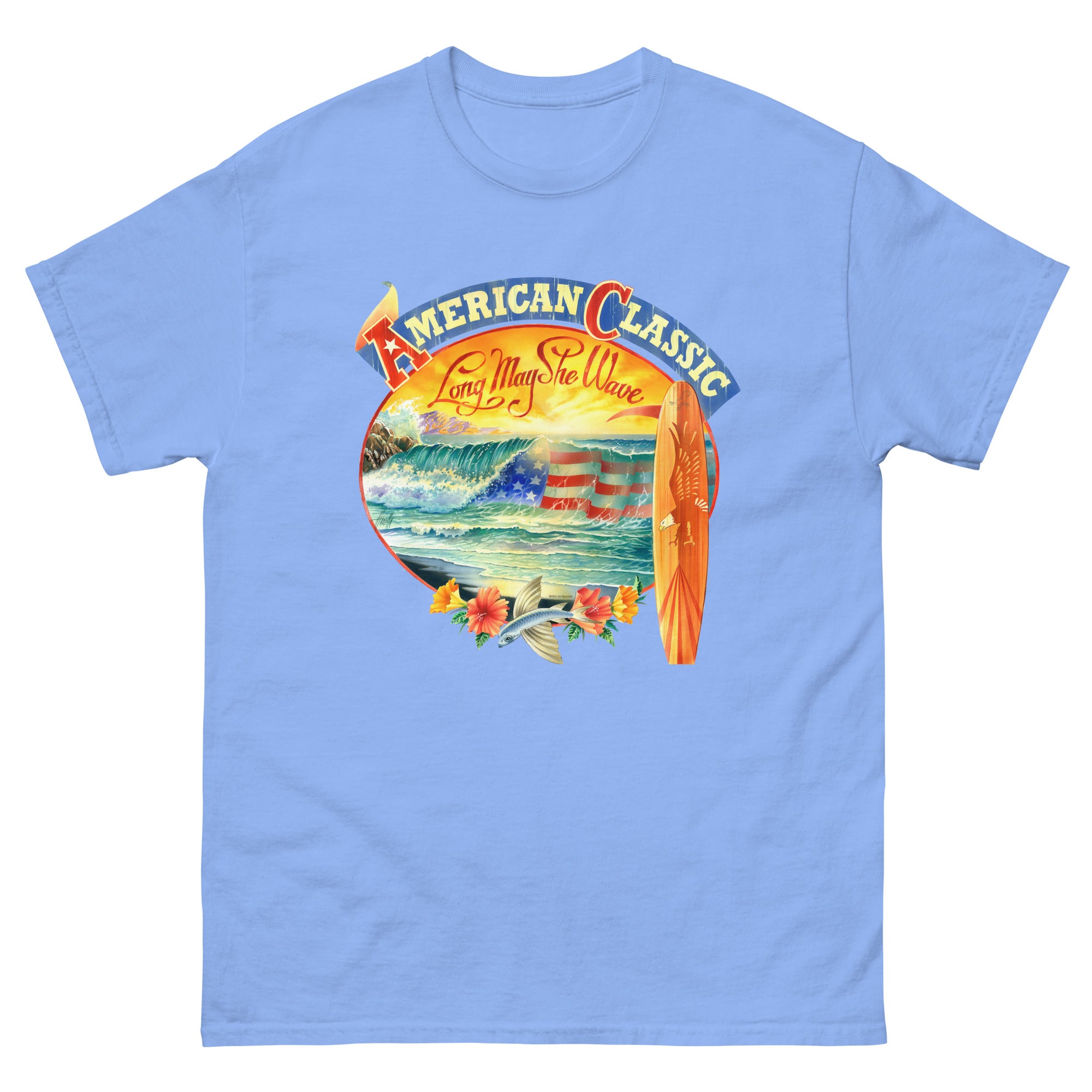 Men's Patriotic American Classic USA Surfing T-Shirt Front Print
