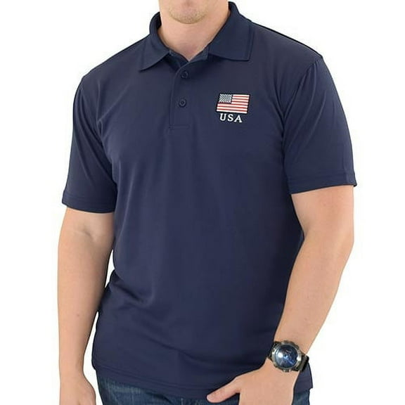 Men's Patriotic American Flag Classic Polo Shirt Navy