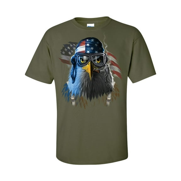 Men's Patriotic American Flag Freedom Fighter Eagle Short Sleeve T-shirt-Military-5xl