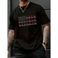 thumbnail image 1 of Men's Patriotic American Flag Tractor Graphic T-Shirt Retro Farmer USA Pride Short Sleeve Tee Casual Black Top, 1 of 6
