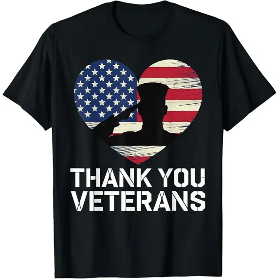 Men's Patriotic Distressed Thank You Veterans T-Shirt