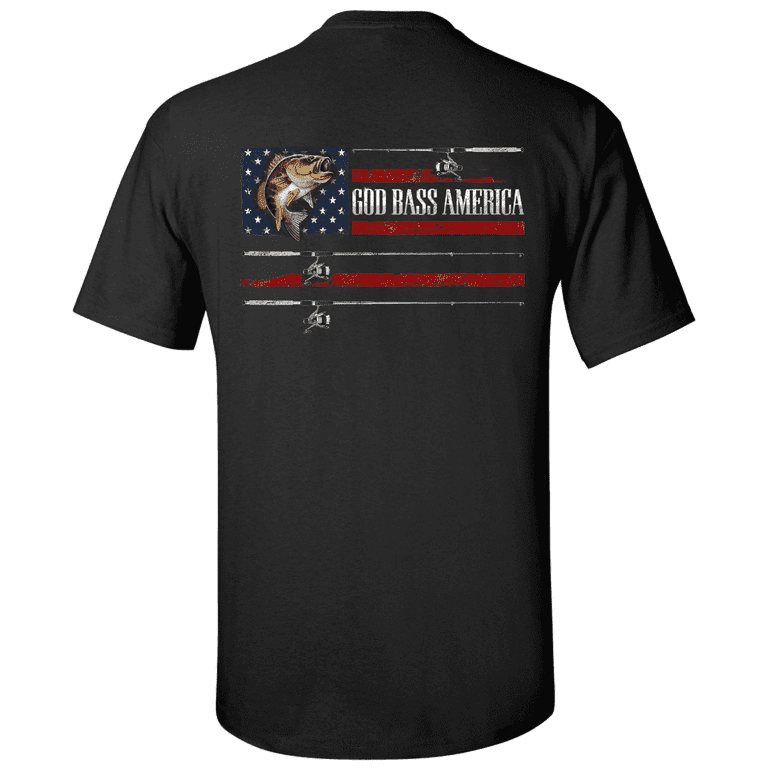 Men's Patriotic God Bass Fishing America USA Flag Short Sleeve T-shirt -Black-xl 