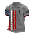 thumbnail image 1 of Men's Patriotic Graphic Print Casual Polo Shirt, Short Sleeve Independence Day Design with Moisture-Wicking Fabric for Daily Use ,Gray L, 1 of 5