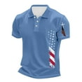 thumbnail image 1 of Men's Patriotic Independence Day Polo Collar Short Sleeve T-Shirt - Vintage American Flag Print for 4th of July, BBQ Parties and Casual Summer Outfits,Royal Blue XL, 1 of 4
