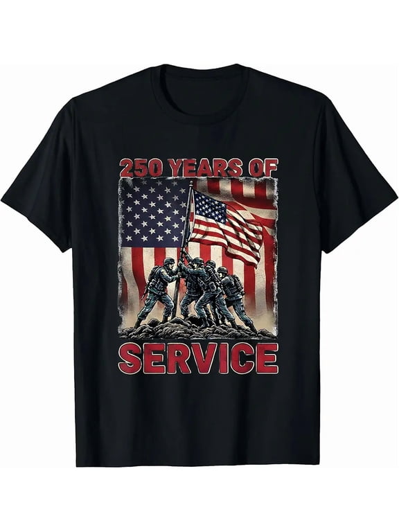 Men's Patriotic Military Veteran 250 Years of Service T-Shirt