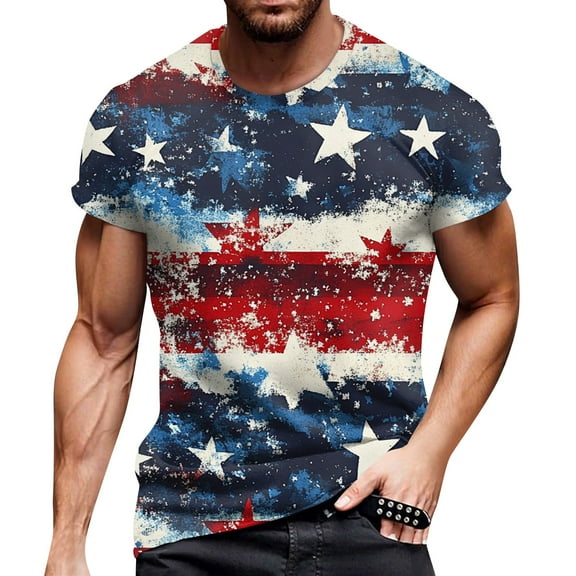 Men's Patriotic Pocket Detail T-Shirt, V-Neck Short Sleeve Shirt with Independence Day Theme ,Wine 2XL