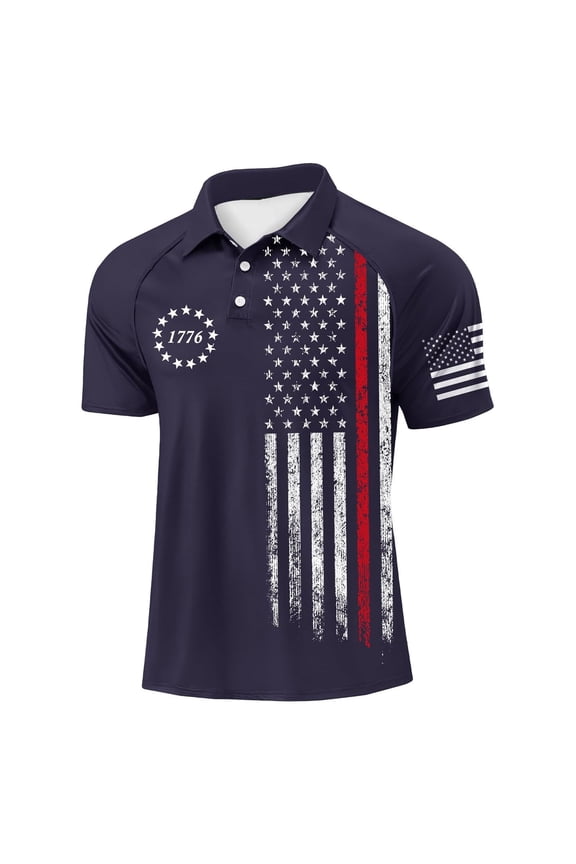 Men's Patriotic Polo Shirt 250th Anniversary USA Shirt American Flag Independence Day Casual Button Shirt