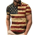 thumbnail image 1 of Men's Patriotic Polo Shirt Button Down Blouse Independence Day Tops USA Flag Printed Short Sleeve Blouses Collared Top Dressy Casual Tshirt Anti-Wrinkle&nbsp;Travel&nbsp;Polo&nbsp;Shirts, 1 of 5