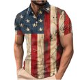 thumbnail image 1 of Men's Patriotic Polo Shirt Button Down Blouse Independence Day Tops USA Flag Printed Short Sleeve Blouses Collared Top Dressy Casual Tshirt Anti-Wrinkle&nbsp;Travel&nbsp;Polo&nbsp;Shirts, 1 of 5
