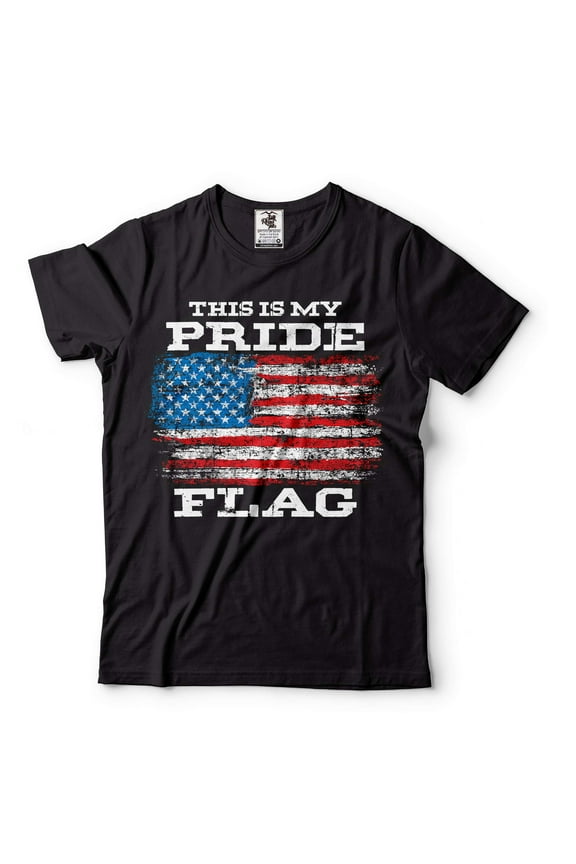 Men's Patriotic Shirt This Is My Pride Flag Shirt US Flag Tee Shirt American Gifts (3X-Large Black)