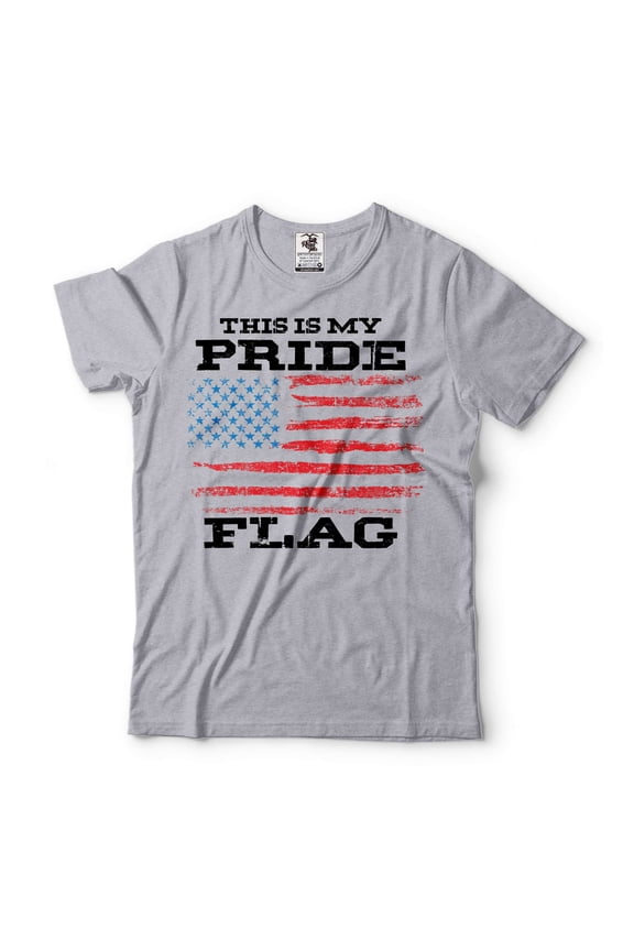 Men's Patriotic Shirt This Is My Pride Flag Shirt US Flag Tee Shirt American Gifts (Small Grey)