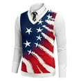 thumbnail image 1 of Men's Patriotic Star-Patterned Sleeveless Sweater Vest Red White And Blue Knit V-Neck Tank Top, 1 of 5