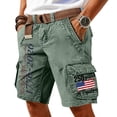 thumbnail image 1 of Men's Patriotic Tactical Cargo Shorts USA Flag Print Loose Fit Outdoor Work Short with Pockets, 1 of 4
