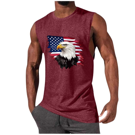 Men's Patriotic Tank Tops 4th of July USA Flag Print Sleeveless Crew Neck Tee Shirt for Independence Day Celebrations Summer Holiday Tank Top Men
