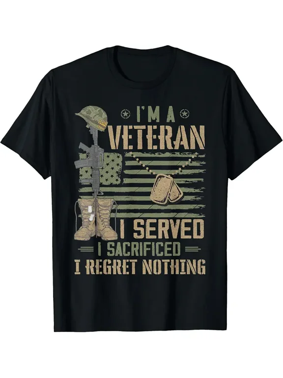 Men's Patriotic Veteran I Served Graphic Cotton T-Shirt