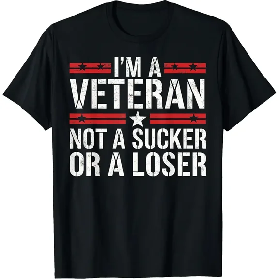 Men's Patriotic Veteran Not Sucker Loser Graphic T-Shirt