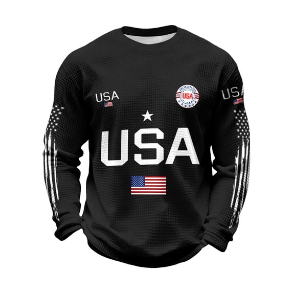 Men's Patriotic Waffle Long Sleeve Tee USA 250th Anniversary Shirt 250th Anniversary USA Shirt American Flag Casual Shirt