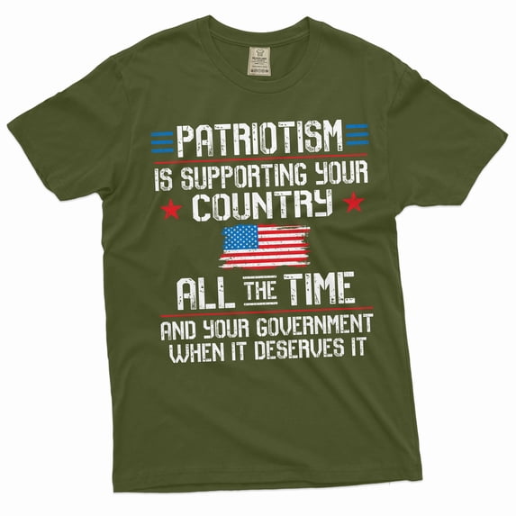 Men's Patriotism T-shirt 4th of July USA patriotic tee shirt US flag fourth independence tee (X-Large Military Green)