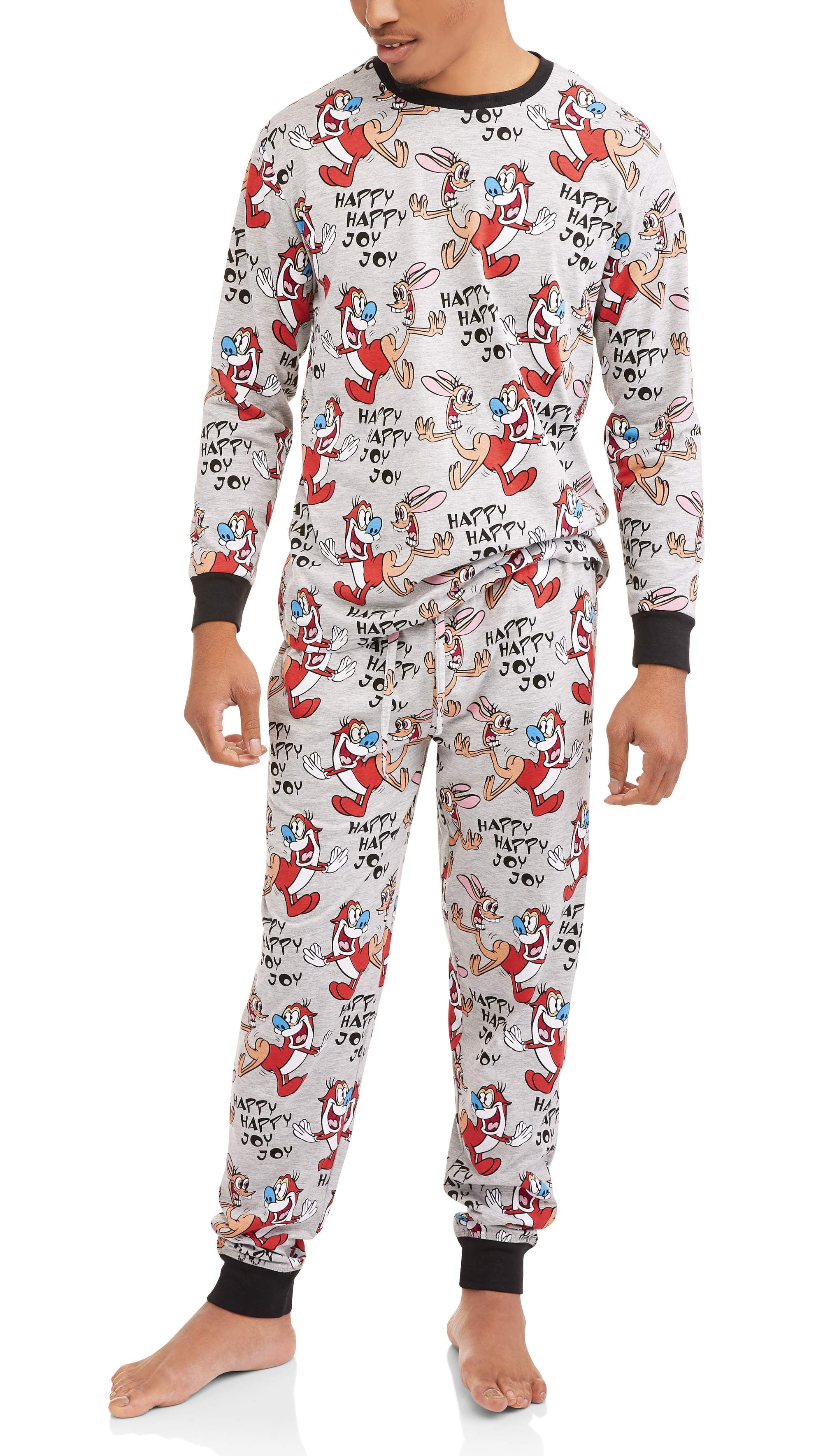 Men's Pattern Knit and Fleece Jogger Sleep Set