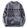 thumbnail image 1 of Men's Pattern Printed Sweaters Casual Long Sleeve Crew Collar Cable Knitted Pullover Sweater Top, 1 of 2