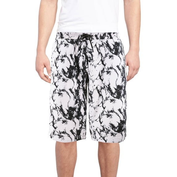 Men's Patterned Casual Drawstring Cotton Blend Soft Fleece Athletic Shorts (White, XL)