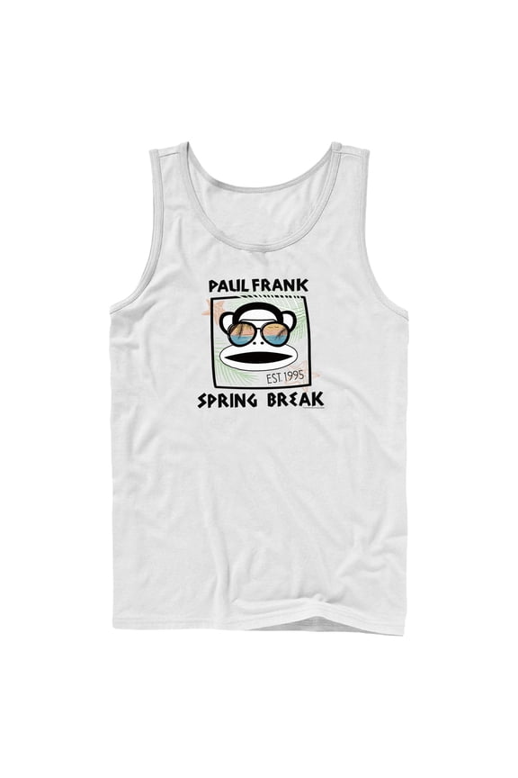 Men's Paul Frank Spring Break Julius the Monkey Tank Top White Small