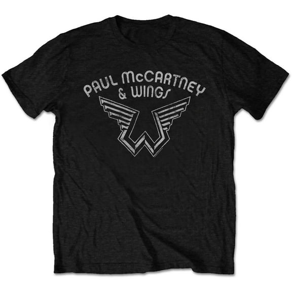 Men's Paul Mccartney Wings Logo Slim Fit T-shirt Small Black