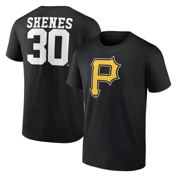 Men's Paul Skenes Black Pittsburgh Pirates Player Name & Number T-Shirt
