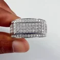 thumbnail image 1 of Men's Pave Set Wedding Band Ring 2.00Ct Round Cut Simulated White Diamond Ring 14K White Gold Plated 925 Sterling Silver, 1 of 5
