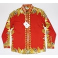 thumbnail image 1 of Men's Pazo Red & Gold Rhinestone Designer Long Sleeve Modern Fit Shirt, 1 of 6