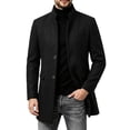 thumbnail image 1 of Men's Pea Coat Slim Fits Winter Trench Overcoat,Stand Collar Button Front Outerwear with Pocket,Dress Jacket For Business Office Casual Warm Wear,Black,XL, 1 of 4