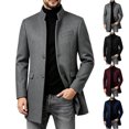 thumbnail image 1 of Men's Pea Coat Slim Fits Winter Trench Overcoat,Stand Collar Button Front Outerwear with Pocket,Dress Jacket For Business Office Casual Warm Wear,Gray,M, 1 of 5