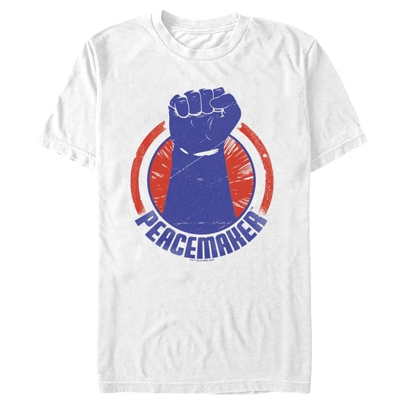Men's Peacemaker Blue Fist Circle Graphic Tee White Small