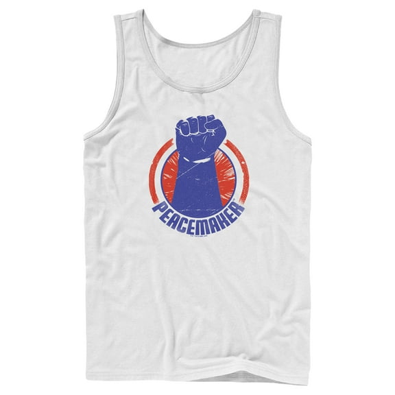 Men's Peacemaker Blue Fist Circle  Tank Top White 2X Large