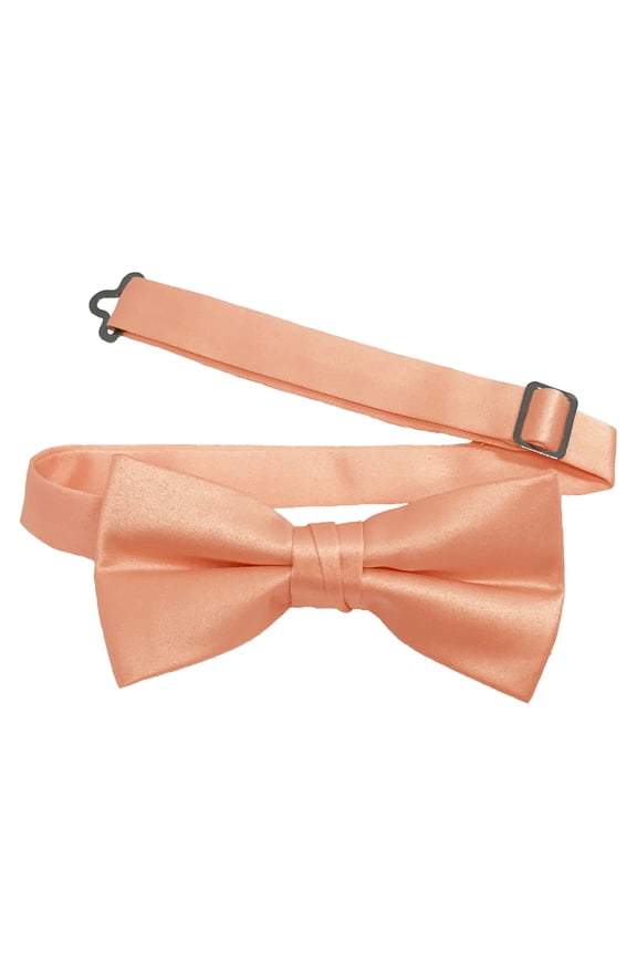 Men’s Peach Formal Satin Pre-Tied Bow Tie in a Variety of Colors by Spencer J’s Signature Satin Collection