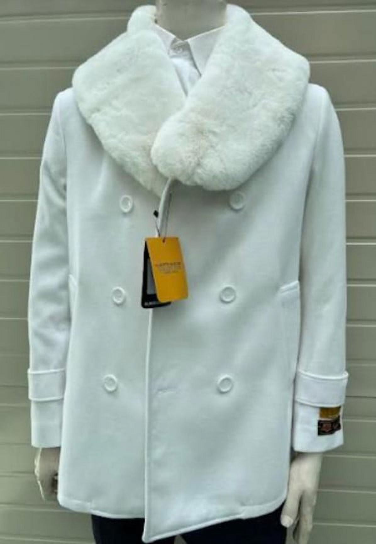 Men's Peacoat White Double Breasted Short Coat Private Label Men's Peacoat White Double Breasted Short Coat Private Label