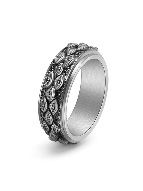 Gothic Evil Eye Ring for Men Stainless Steel Eye of God Ring Vintage Spinner Ring Stress Relieving Fidget Rings for Anxiety