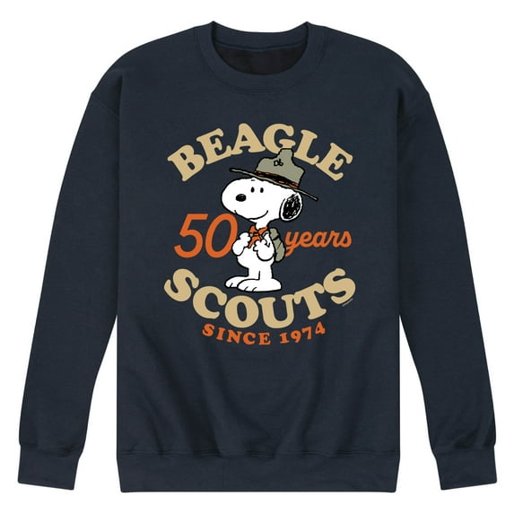 Peanuts - Beagle Scout 50 Year Badge - Men's Crew Neck Fleece Pullover