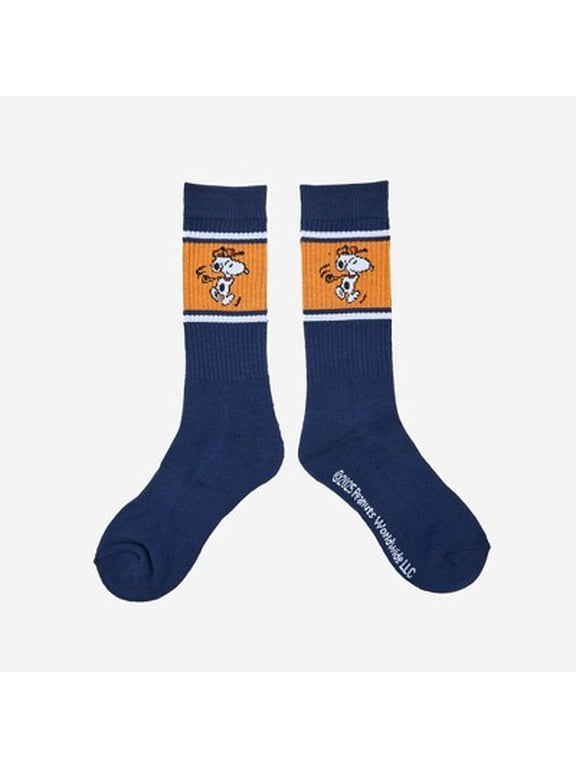 Men's Peanuts Snoopy Crew Athletic Socks - Navy Blue 6-12