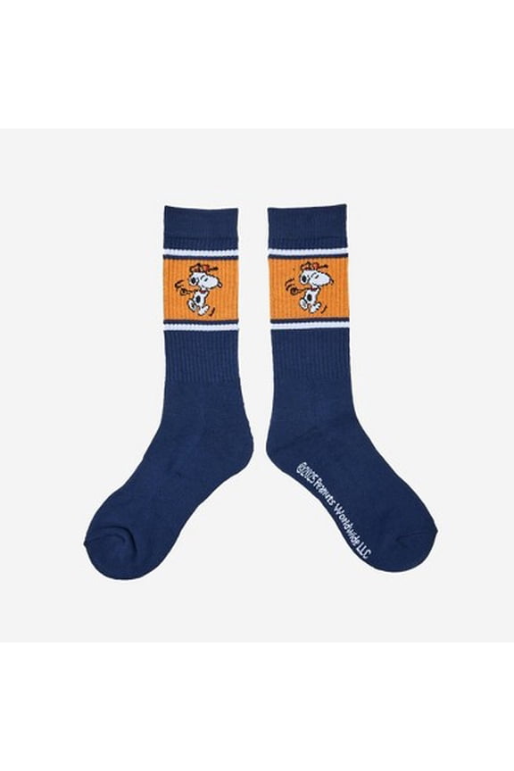 Men's Peanuts Snoopy Crew Athletic Socks - Navy Blue 6-12
