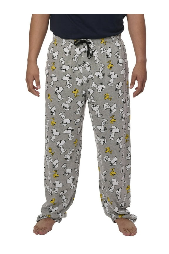 Men's Peanuts Snoopy Pajama Pants Lounge Wear Woodstock Gray
