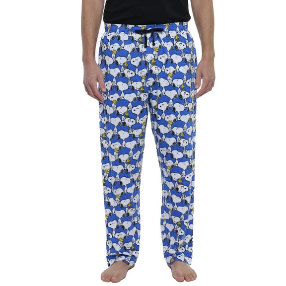Men's Peanuts Snoopy & Woodstock Pajama Pants Lounge Wear Blue