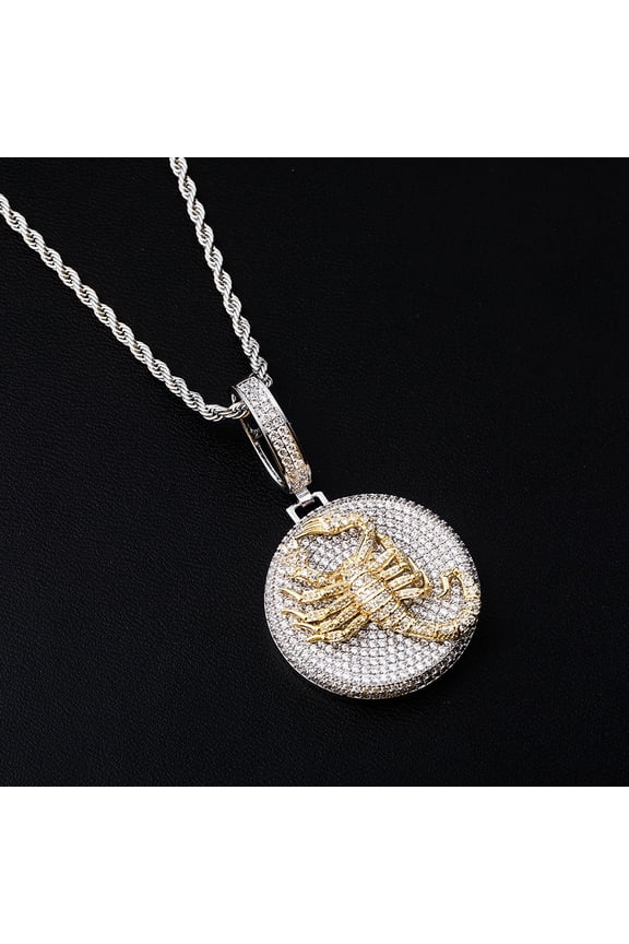 Men's Pendant Animal Scorpion Hip Hop 14K White Gold Pendant Iced Out Cubic Zirconia Fashion Jewelry Gift