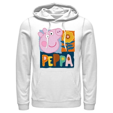 Men's Peppa Pig Spring Portrait  Pull Over Hoodie White Large